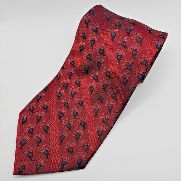 Ferrell Reed Silk Jacquard Necktie - Red with Stripe Pattern - Like New - Picture 4 of 4